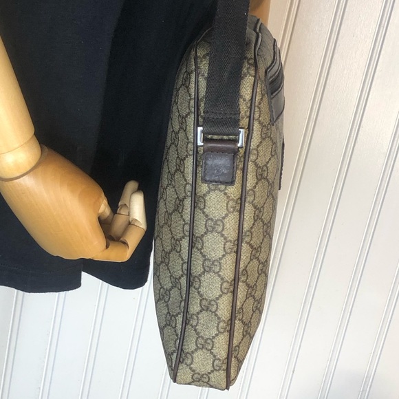 MGUCCI Supreme GG Leather Coated Canvas Crossbody Messenger Bag + Gucci Dust Bag - Picture 7 of 17